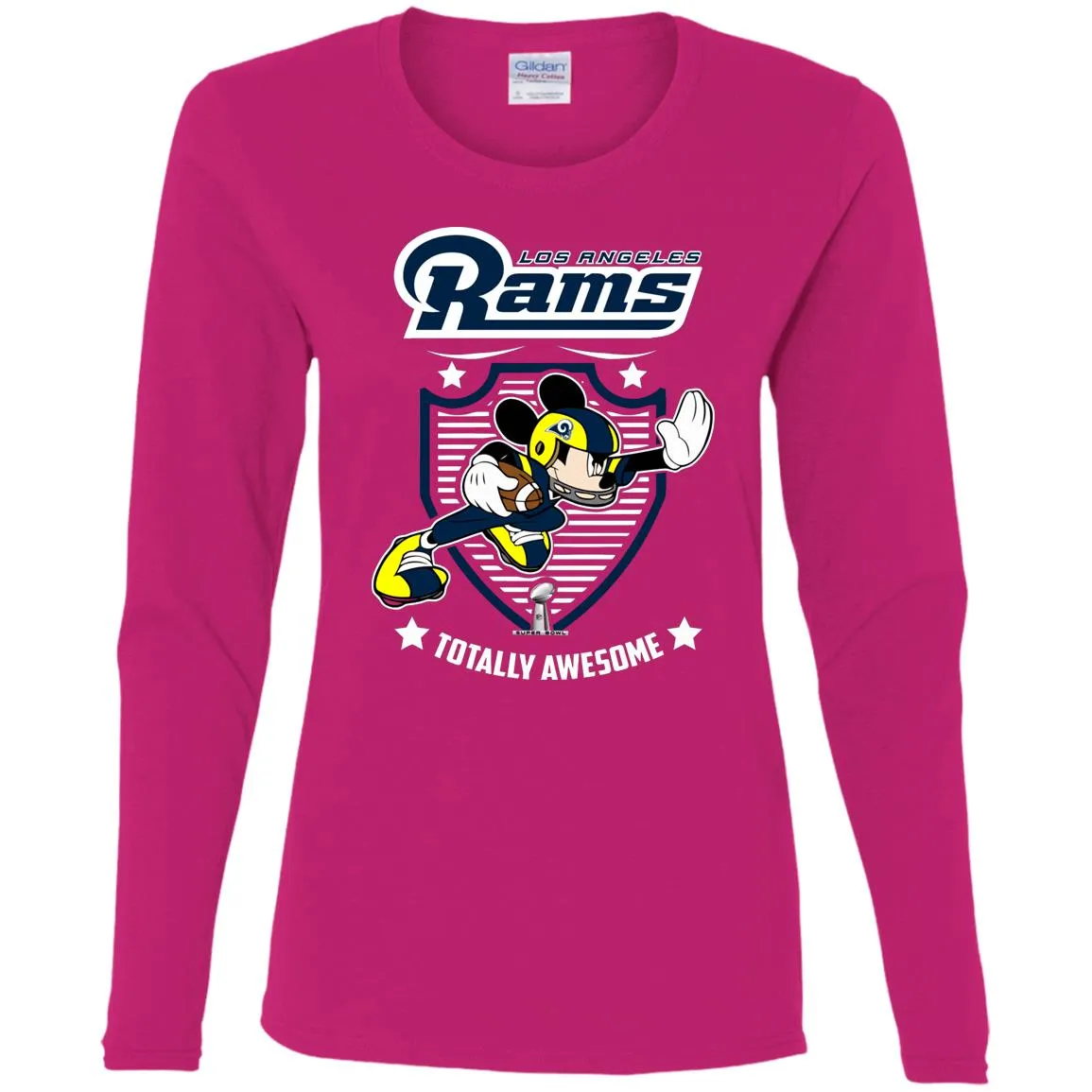 Nfl – Los Angeles Rams Totally Awesome Mickey Mouse Super Bowl 2019 Football Women Long Sleeve Shirt