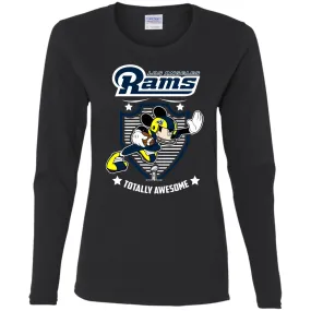 Nfl – Los Angeles Rams Totally Awesome Mickey Mouse Super Bowl 2019 Football Women Long Sleeve Shirt