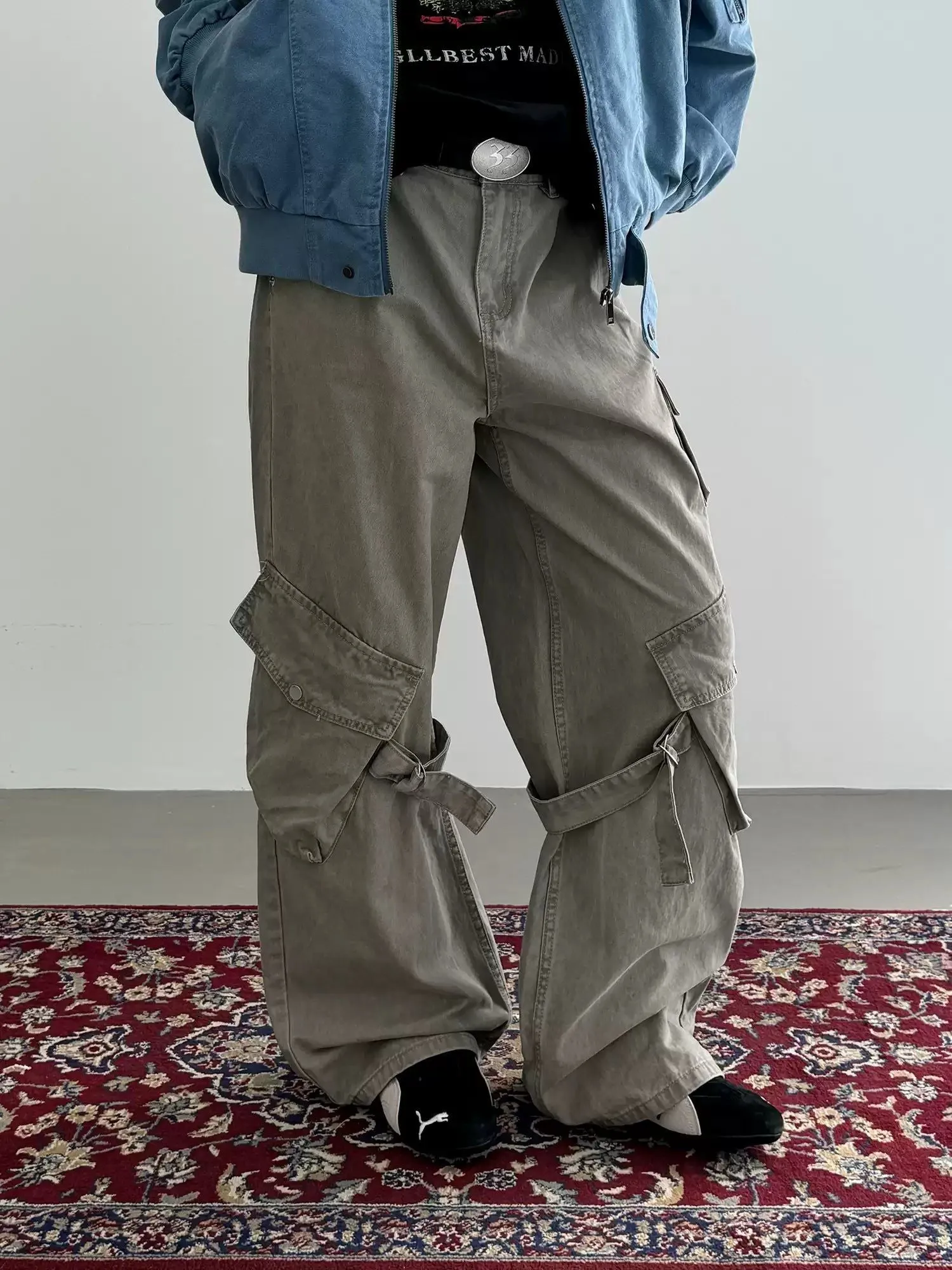 Nine Washed Loose Strap Cargo Pants