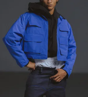 NUDD LABS CROP POCKET JACKET BLUE