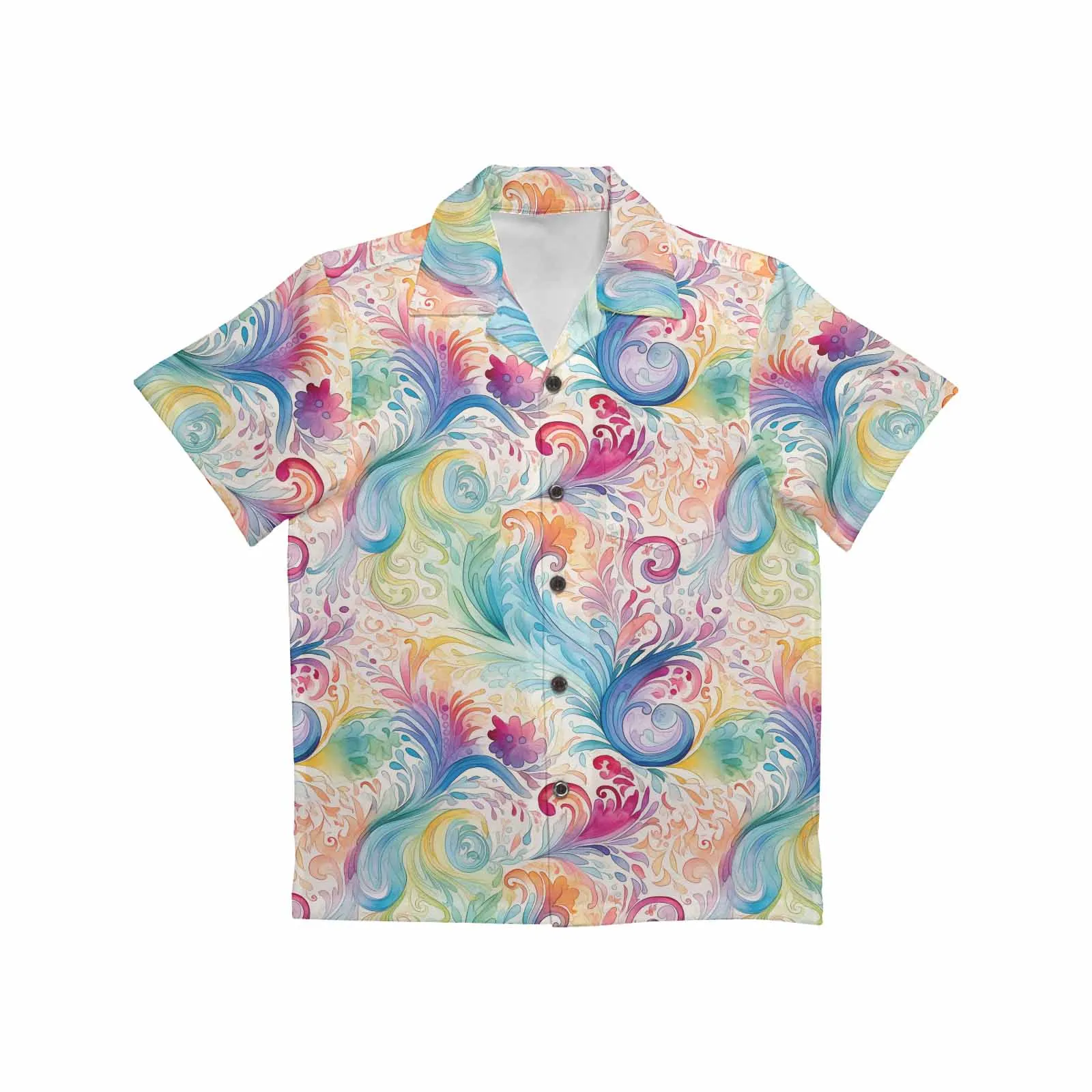 Pastel Rainbow Paisley  Little Boys Hawaiian Shirt