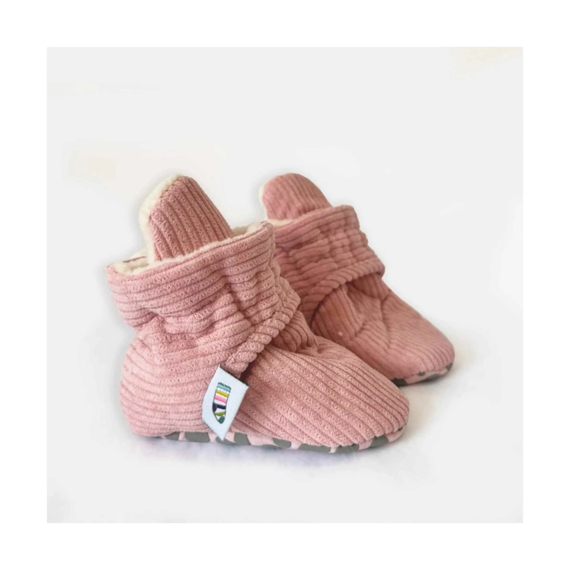 Perfect Baby Slippers in Pink Corduroy