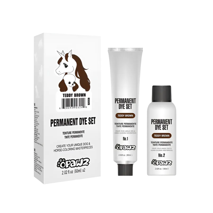 Permanent Dog Hair Dye Set Teddy Brown 2oz by Opawz