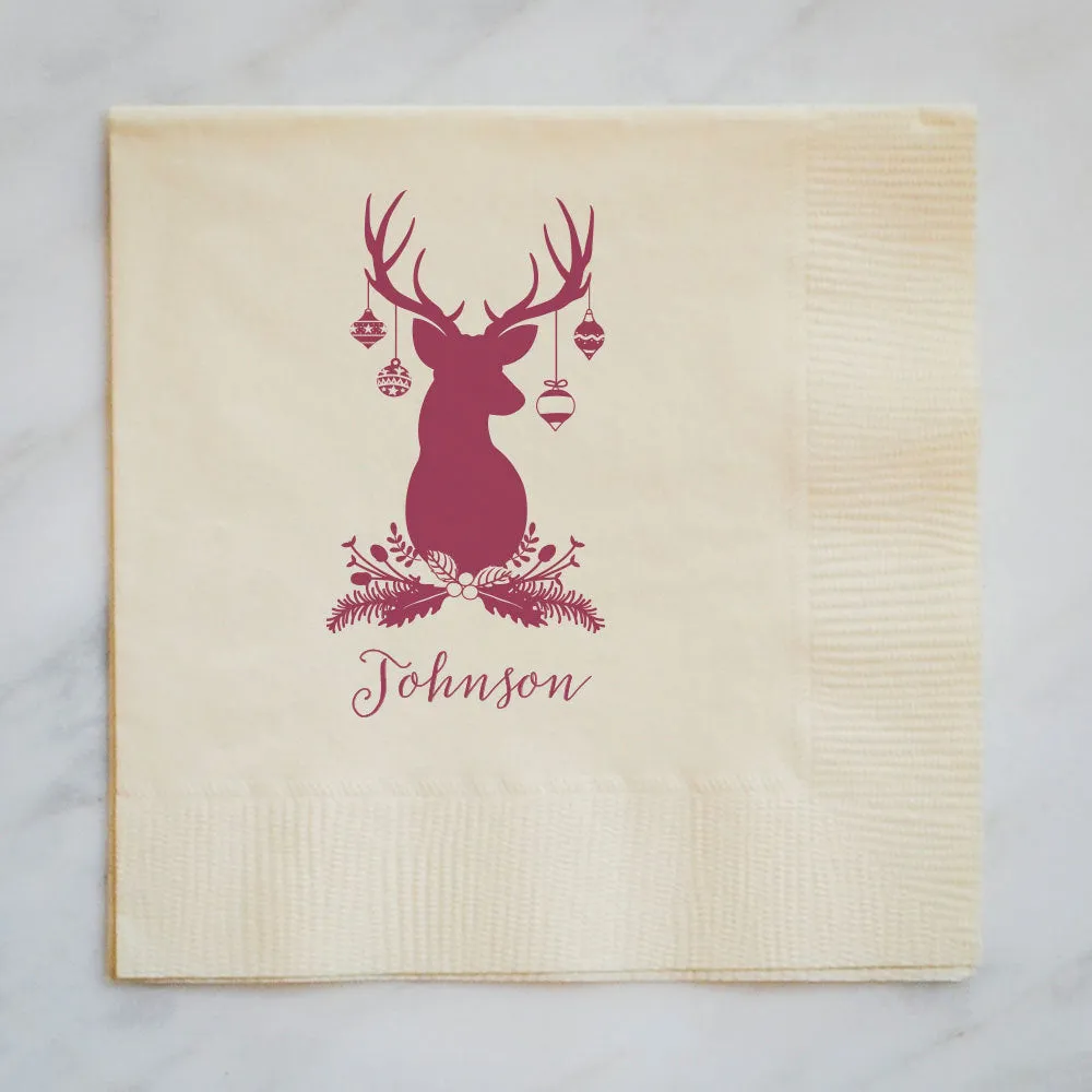 Personalized Christmas Deer Napkins