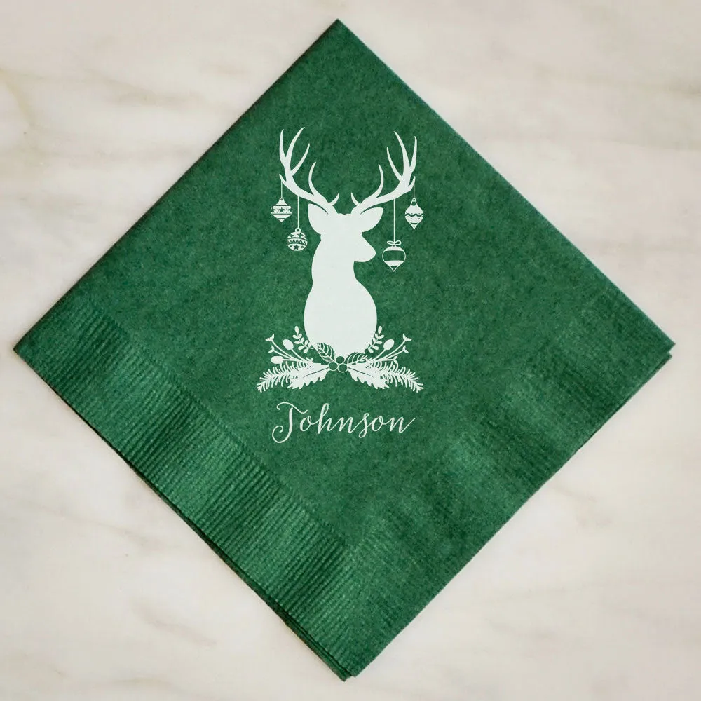 Personalized Christmas Deer Napkins