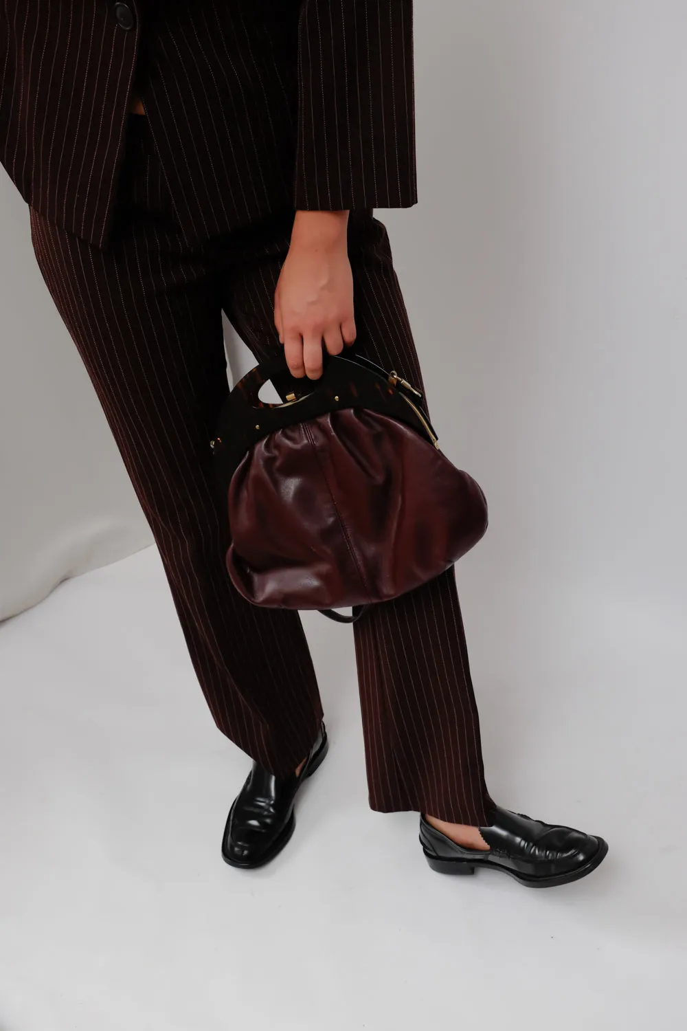 PINSTRIPE BURGUNDY PANT SUIT