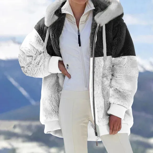 Plus Size Faux Fur Hooded Winter Coat