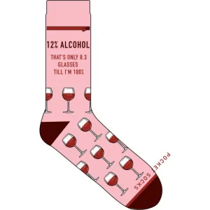 Pocket Socks PS 12129 12% Alcohol Wine on Pink, Womens