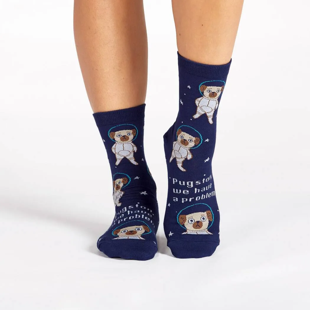 Pugston, We Have a Problem Women's Crew Sock