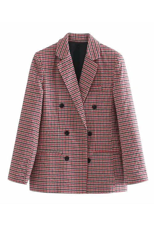 Purpdrank - Plaid Button Long Sleeve Blazer