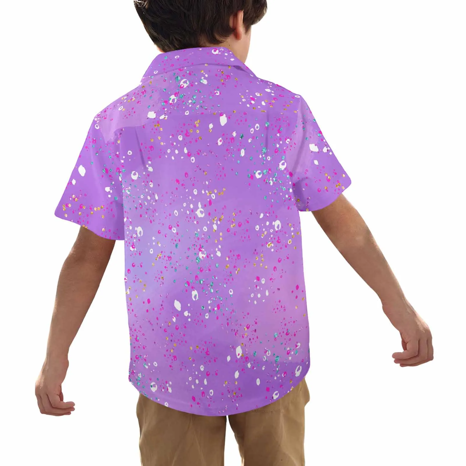 Purple Splash  Little Boys Hawaiian Shirt