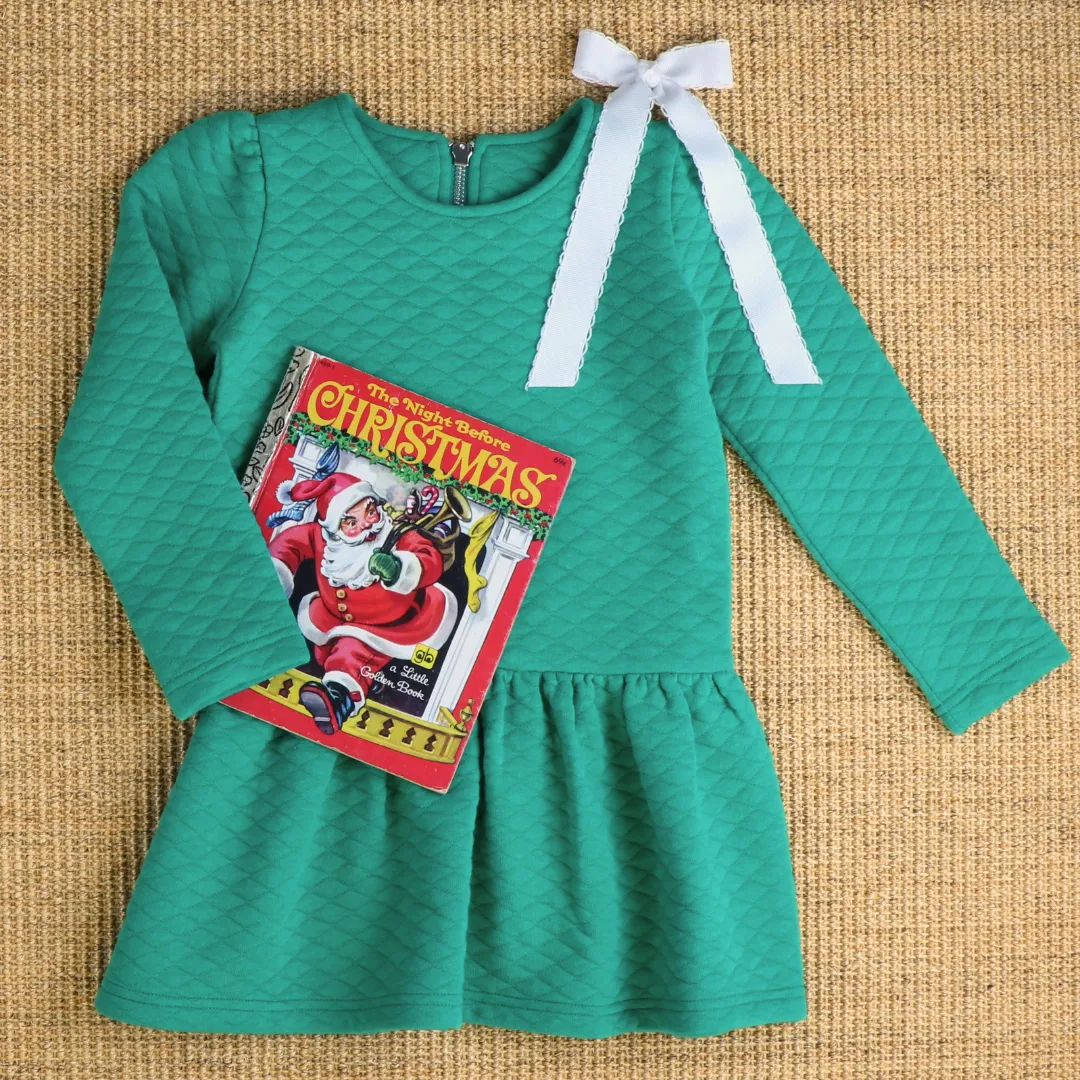 Quilted Party Dress - Christmas Green