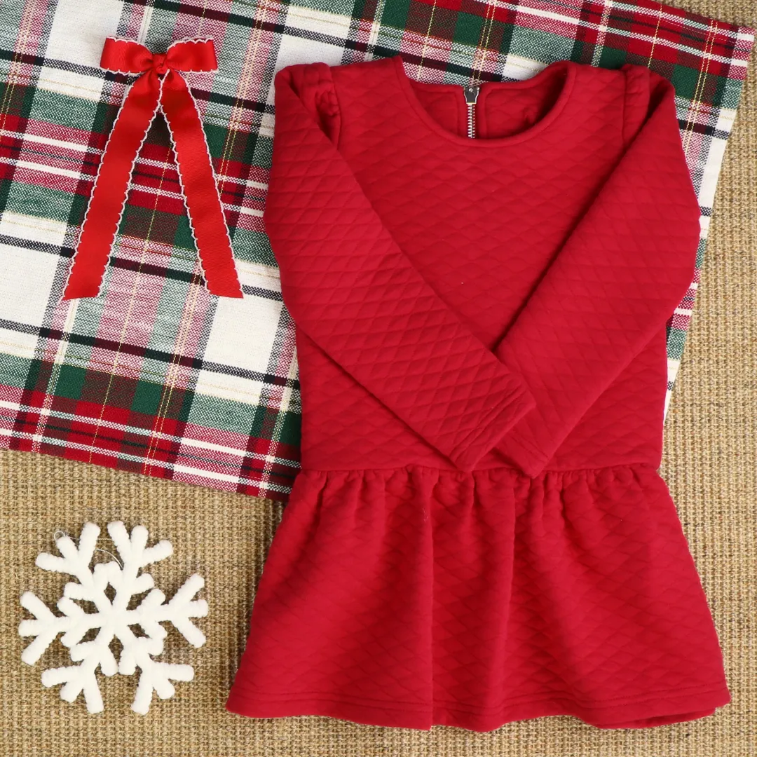 Quilted Party Dress - Holiday Red