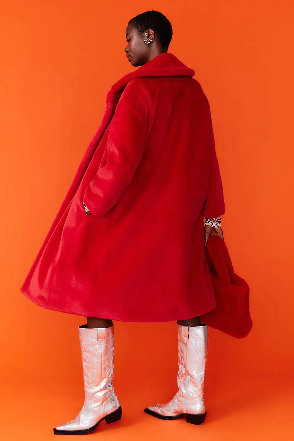 Red Faux Fur Maxi Duchess Coat