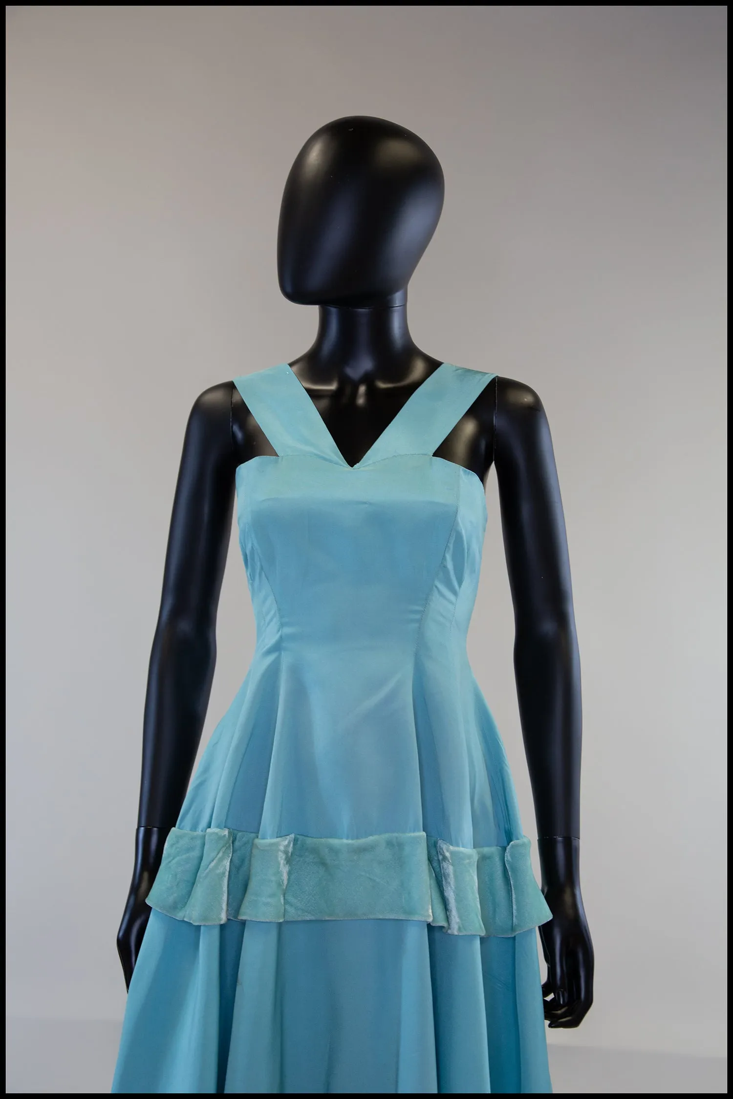 Reserved - Vintage 1940s Eau De NilTaffeta Gown and Bolero