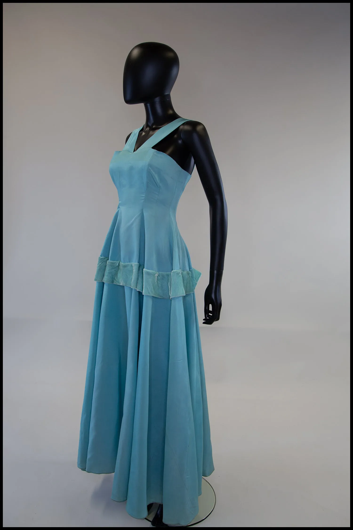 Reserved - Vintage 1940s Eau De NilTaffeta Gown and Bolero