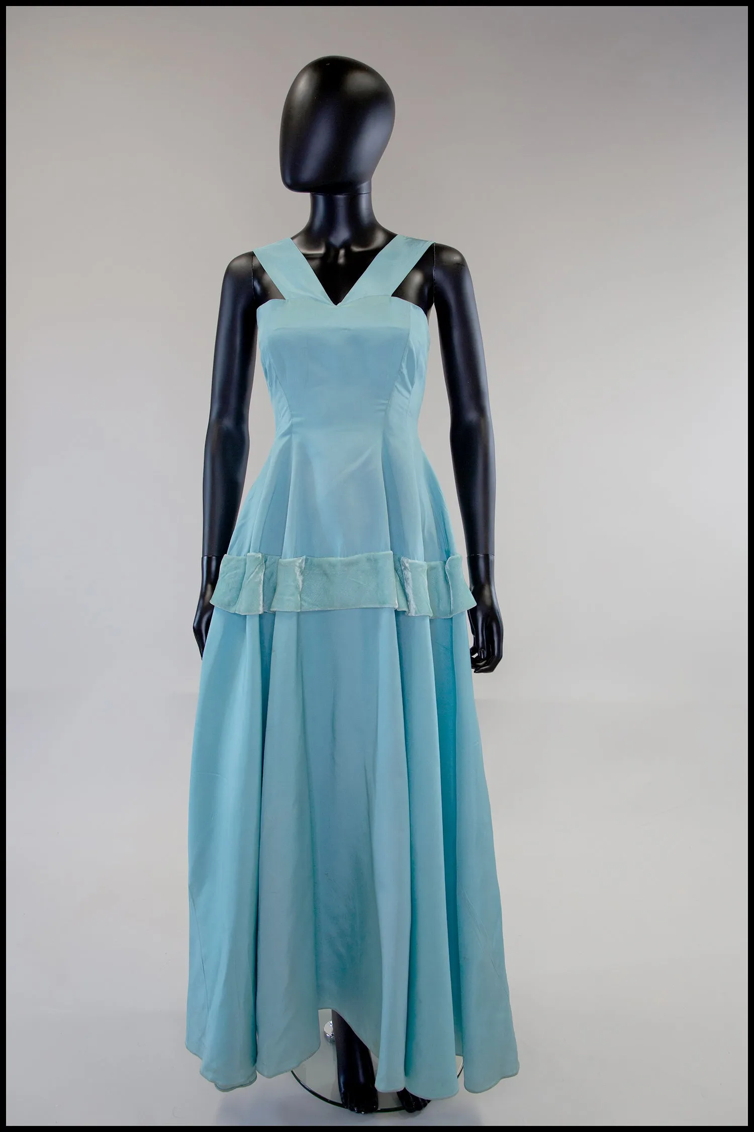 Reserved - Vintage 1940s Eau De NilTaffeta Gown and Bolero