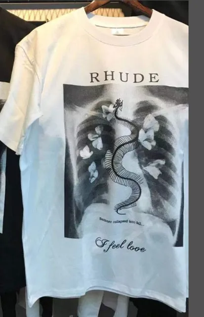 RHUDE T-shirt Men Women T-shirts New Casual Rh Hairstyle image Logo Print Rhude Tee High Quality Summer Spring Tops