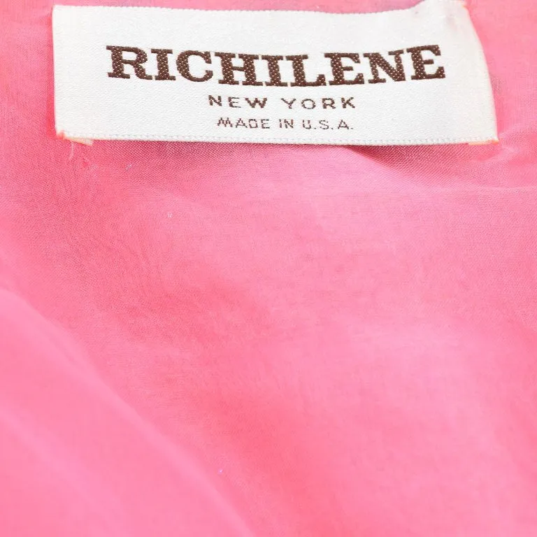 Richilene Pink Chiffon Vintage Dress w/ Beaded Sequined Cropped Jacket