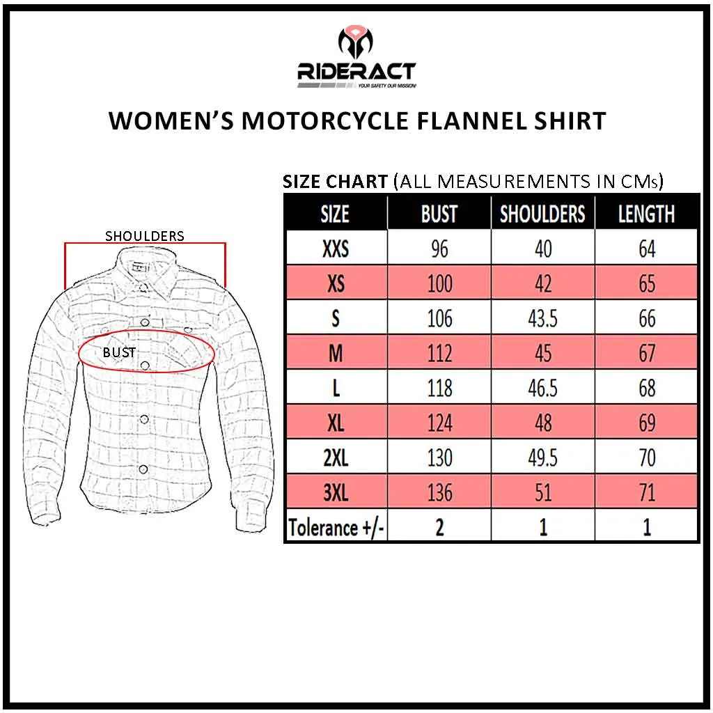 RIDERACT® Women's Reinforced Flannel Shirt Road Series Pink