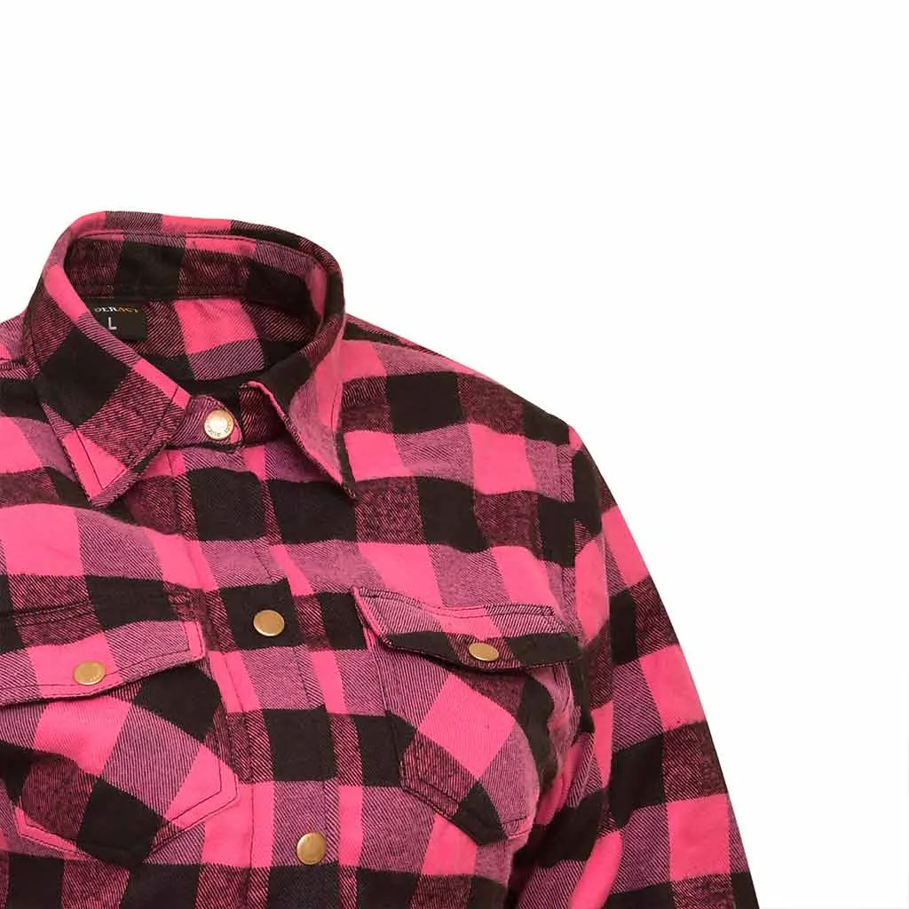 RIDERACT® Women's Reinforced Flannel Shirt Road Series Pink