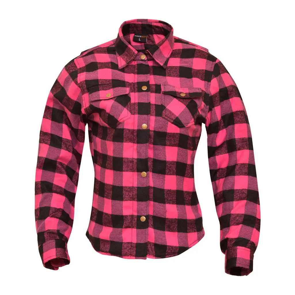 RIDERACT® Women's Reinforced Flannel Shirt Road Series Pink