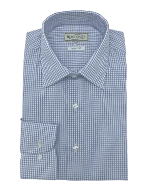 Roxtons Slim Fit Shirt Blue Windowpane