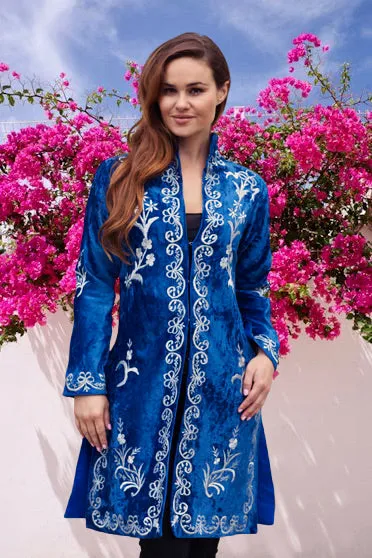 Royal Blue Imperial Velvet Embroidered Jacket