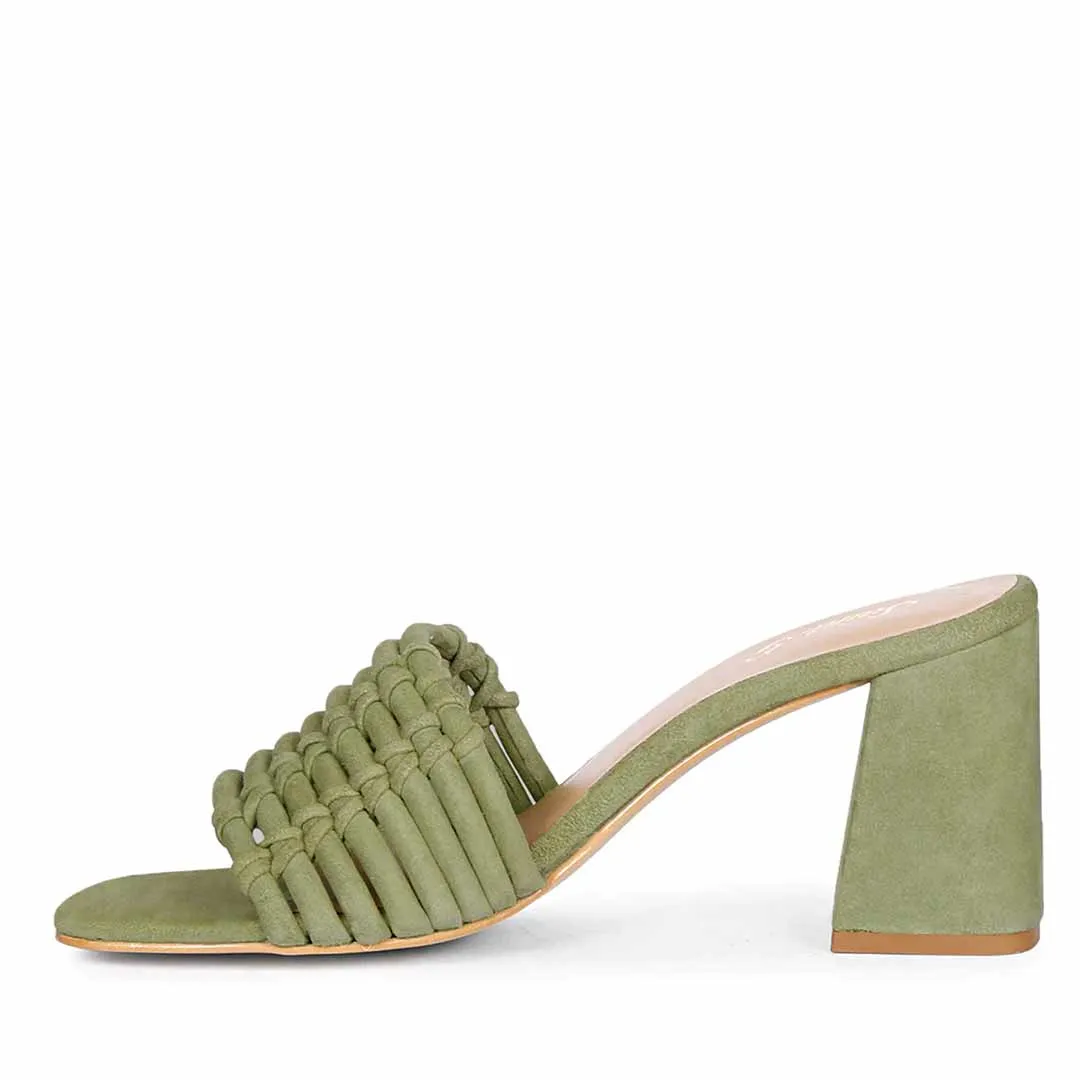 Saint Bethany Strappy Safari Suede Leather Block Heels