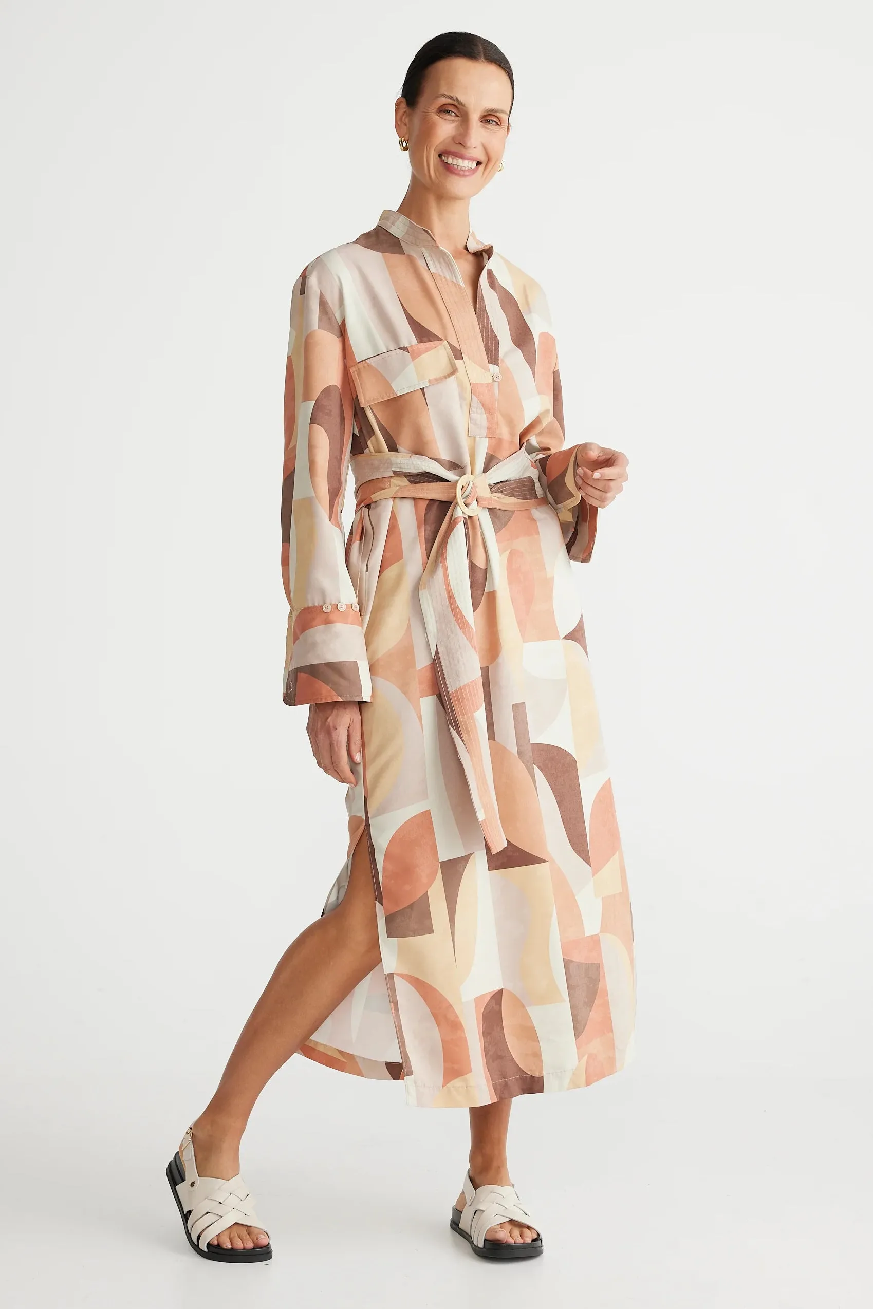 Sampson Dress in Earth Abstract