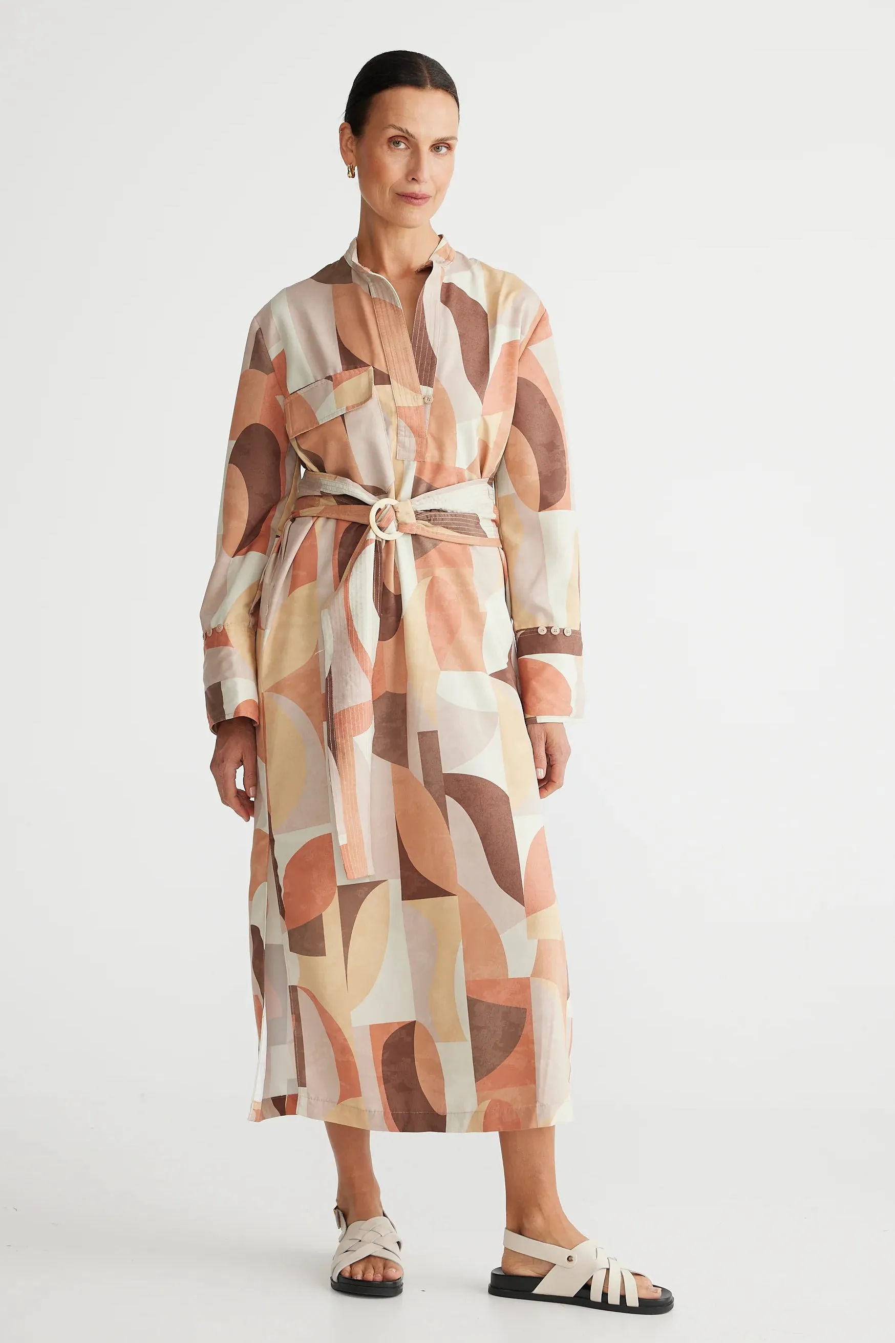 Sampson Dress in Earth Abstract