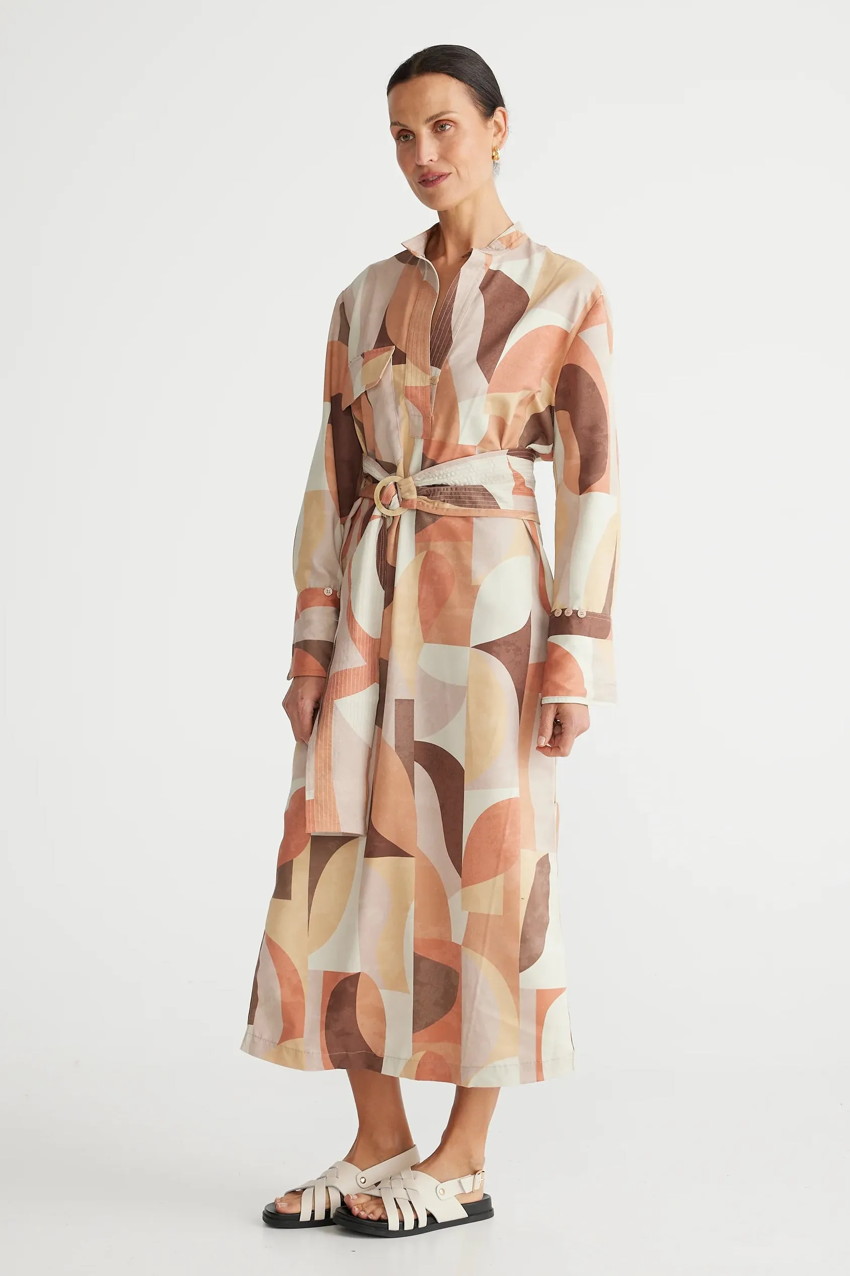 Sampson Dress in Earth Abstract