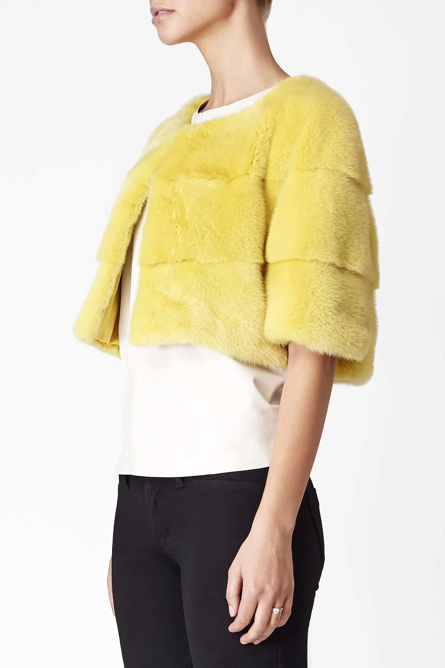 Sarah Mini Mink Fur Jacket Limone