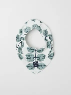 Scandi Leaf Print Baby Bib