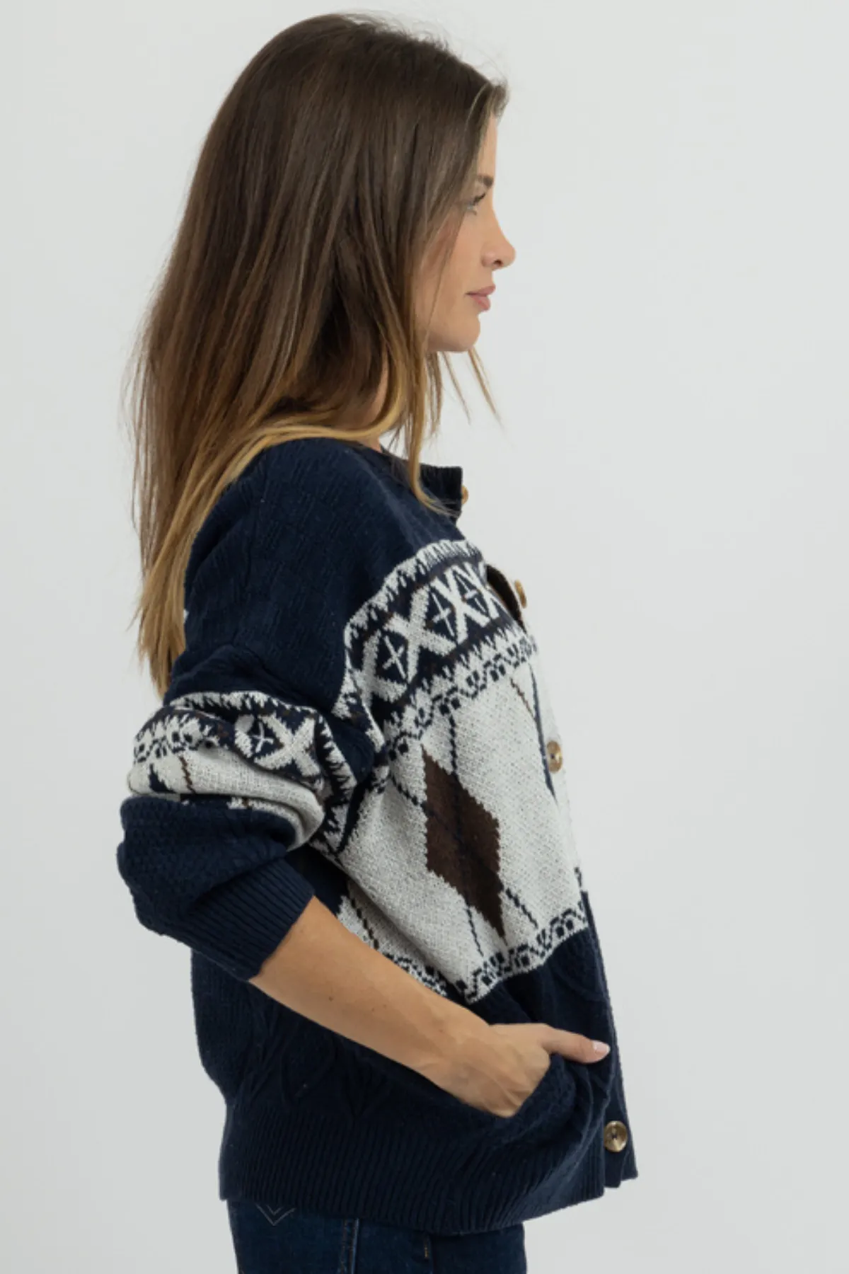 SEATTLE PRINT KNIT CARDIGAN