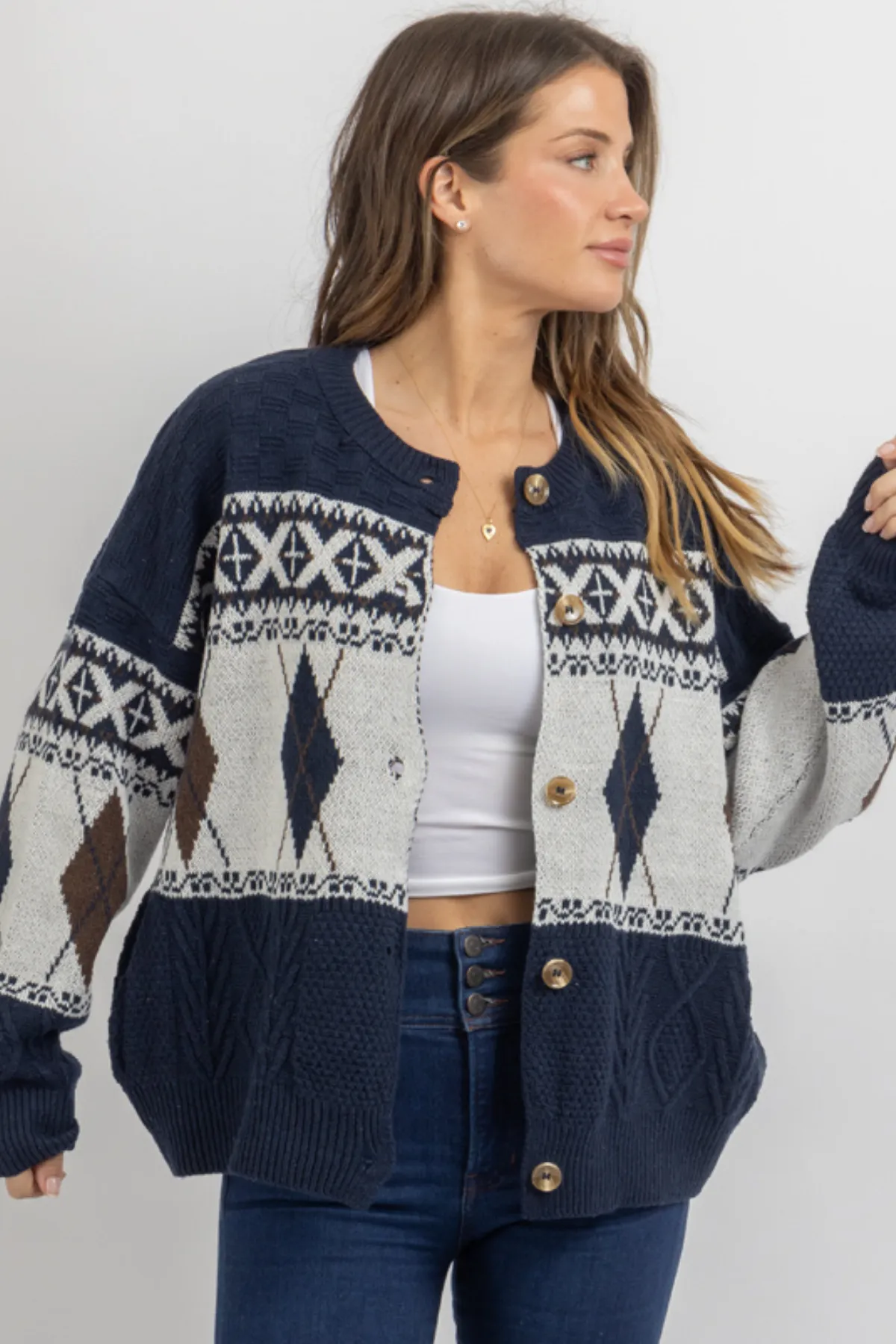 SEATTLE PRINT KNIT CARDIGAN