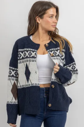 SEATTLE PRINT KNIT CARDIGAN