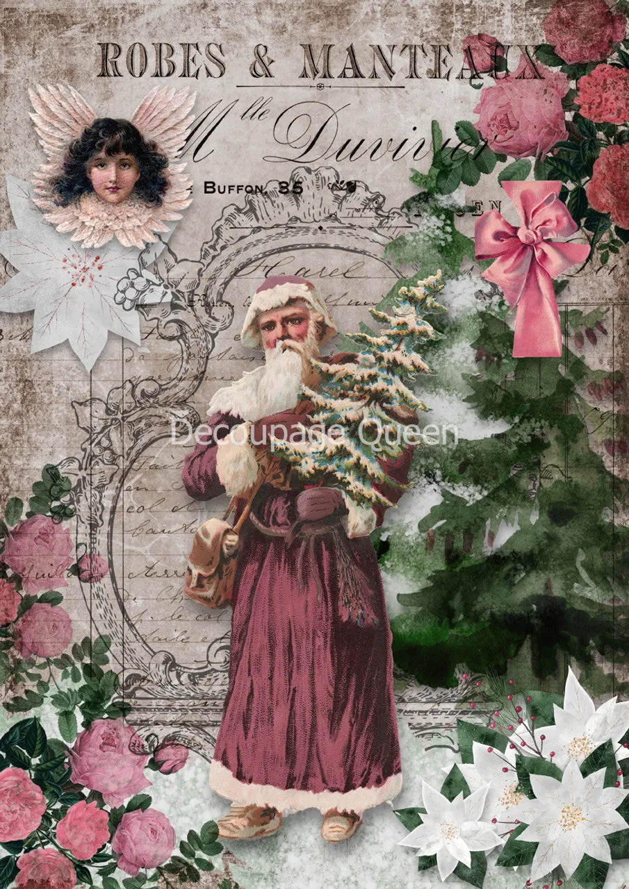 Shabby Santas - A3 11.7 x 16.5 Rice Paper by Decoupage Queen