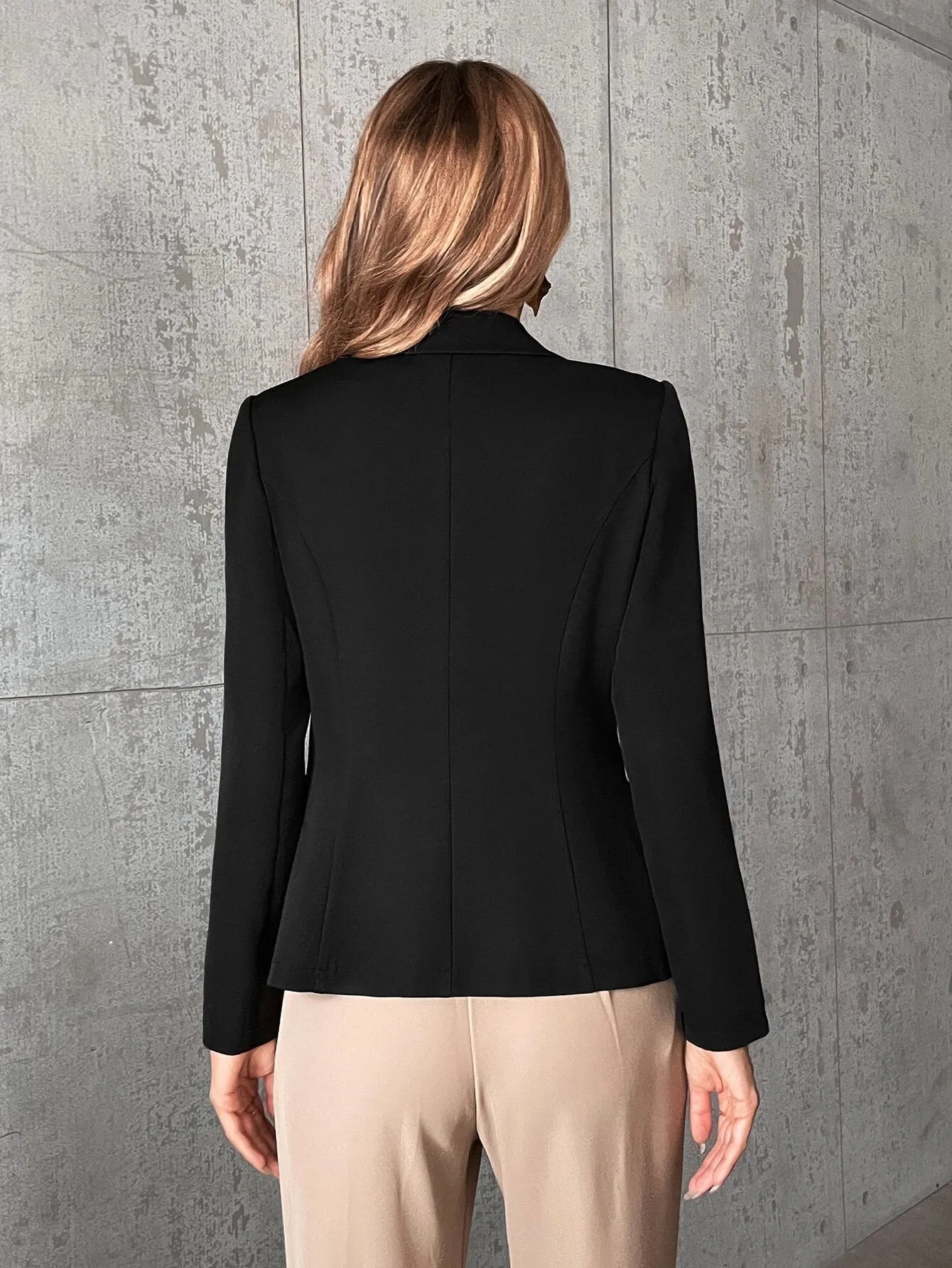 Shein Lapel Neck Single Button Blazer