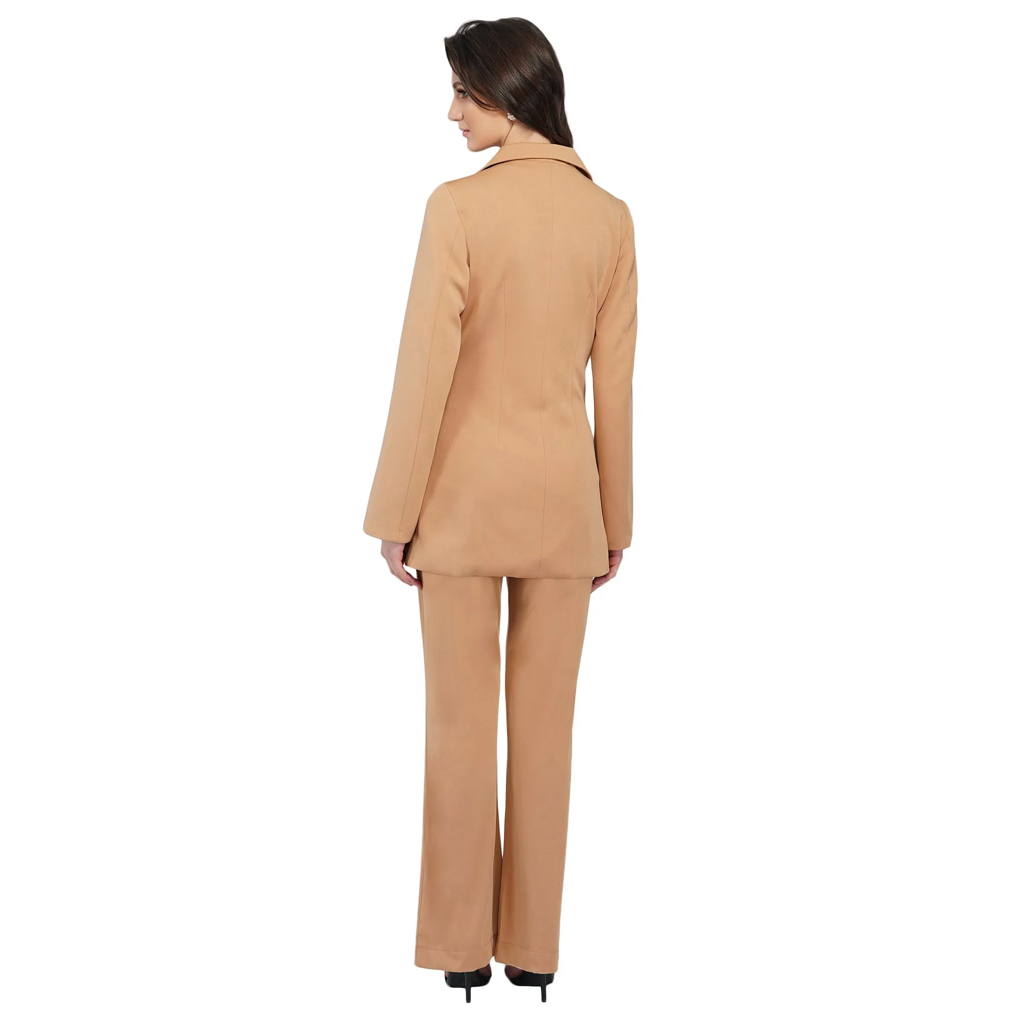 SLAY. Women's Beige Tuxedo Blazer Pant Co-ord Set