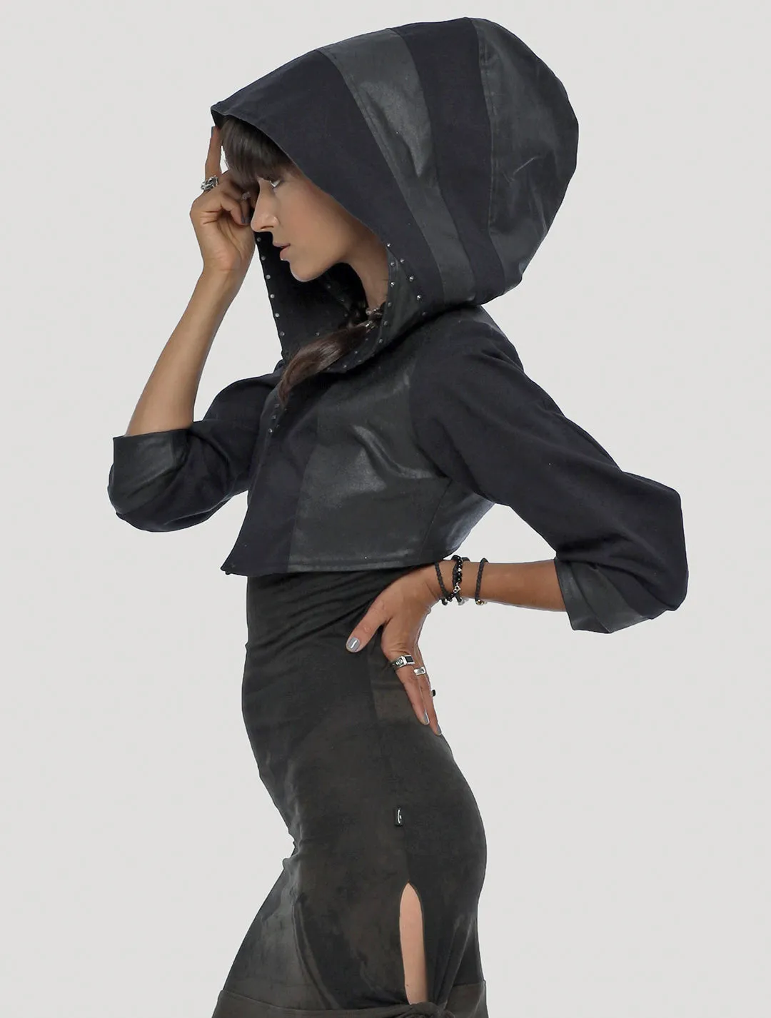 Slick Hooded Crop Jacket