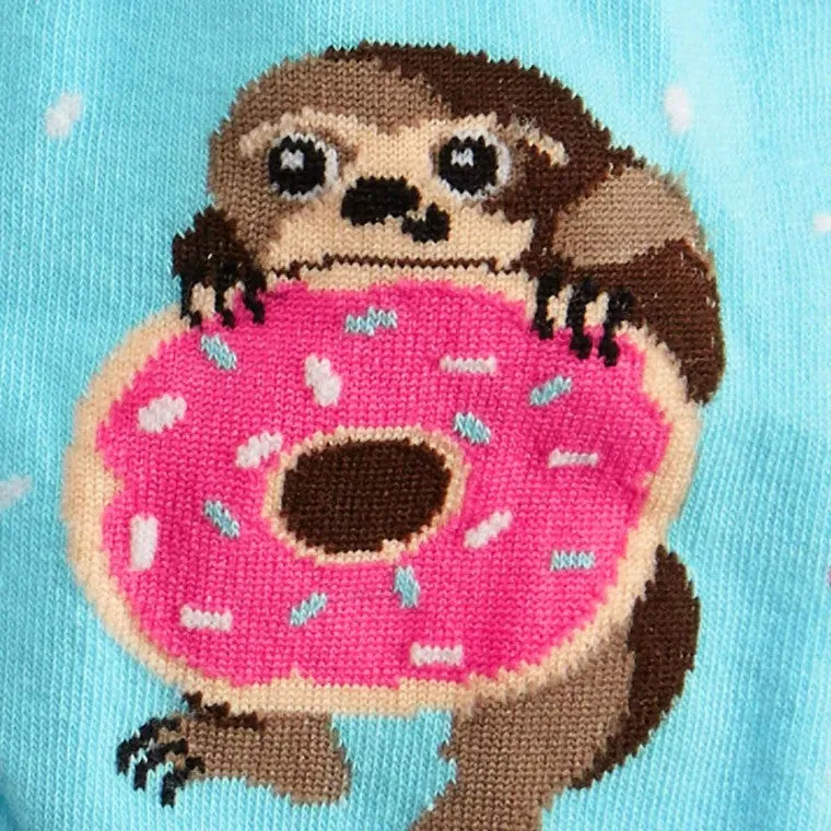 Snackin' Sloth Women's Crew Socks in Blue