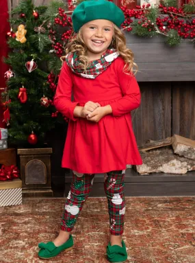 Snowmen and Candy Canes Tunic, Scarf and Legging Set