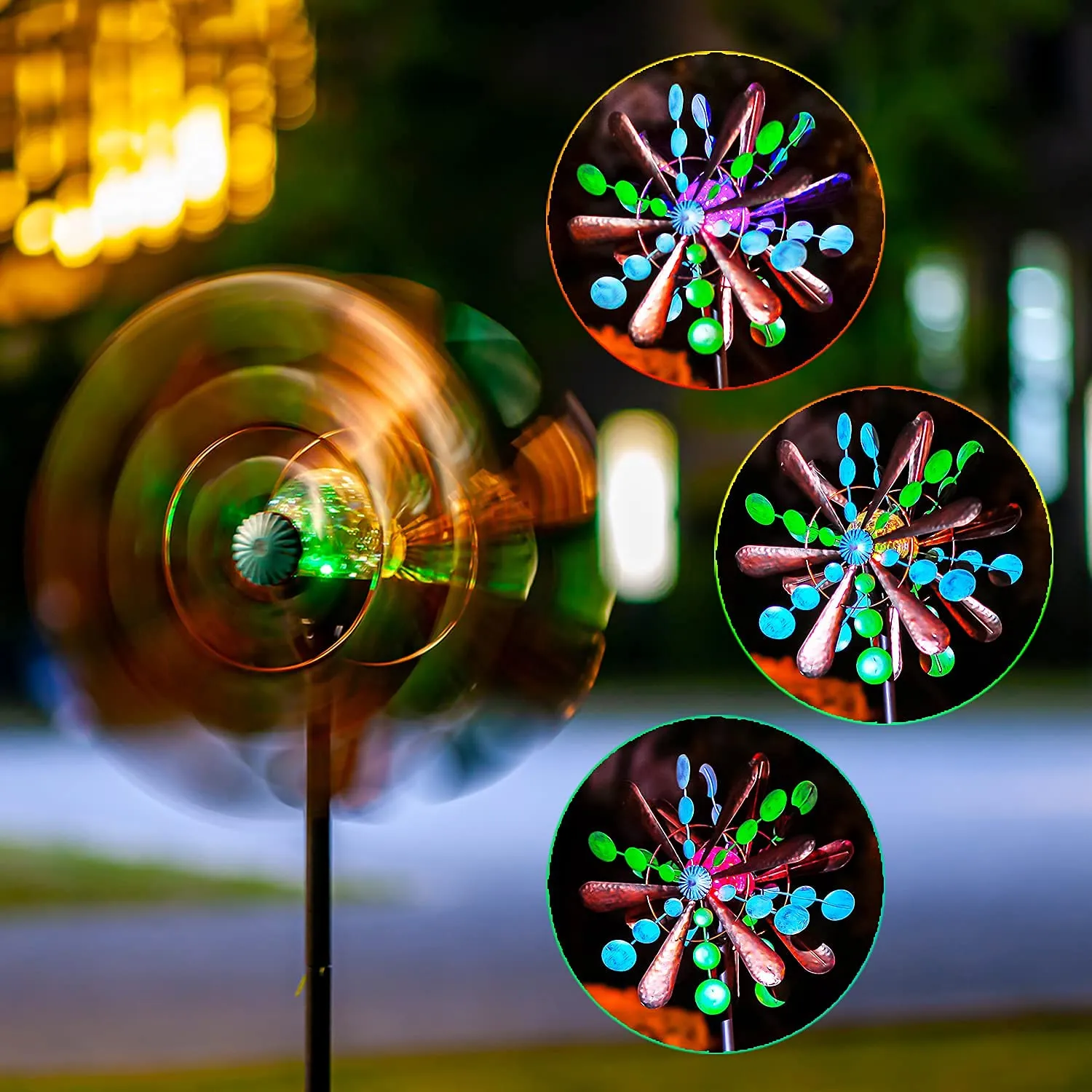 Solar Wind Spinner Aviator3 75in Multi-Color Seasonal LED Lighting Solar Powered Glass