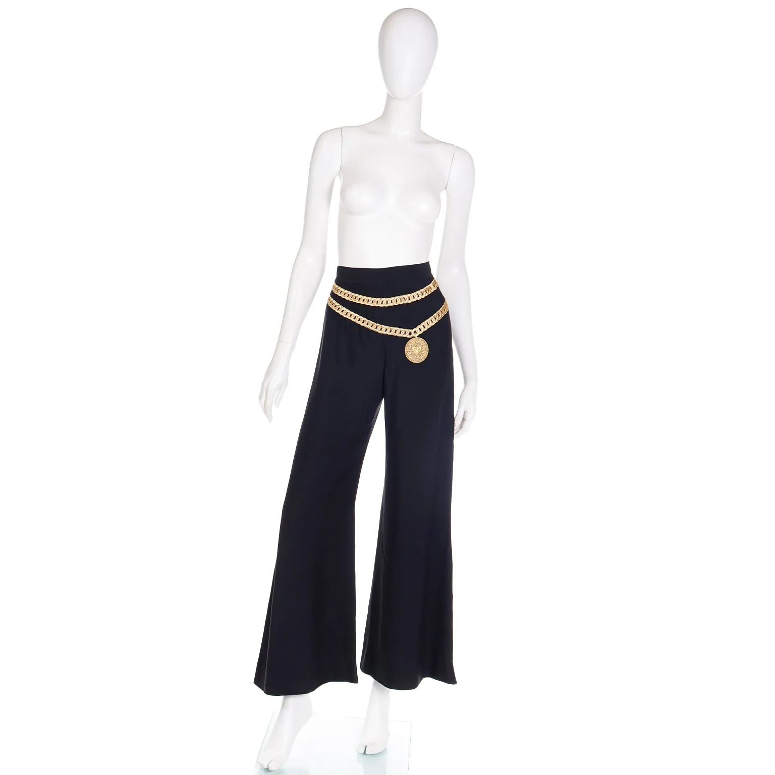 S/S 1990 Moschino Cartoon Couture Trompe L'oeil Wide Leg Pants