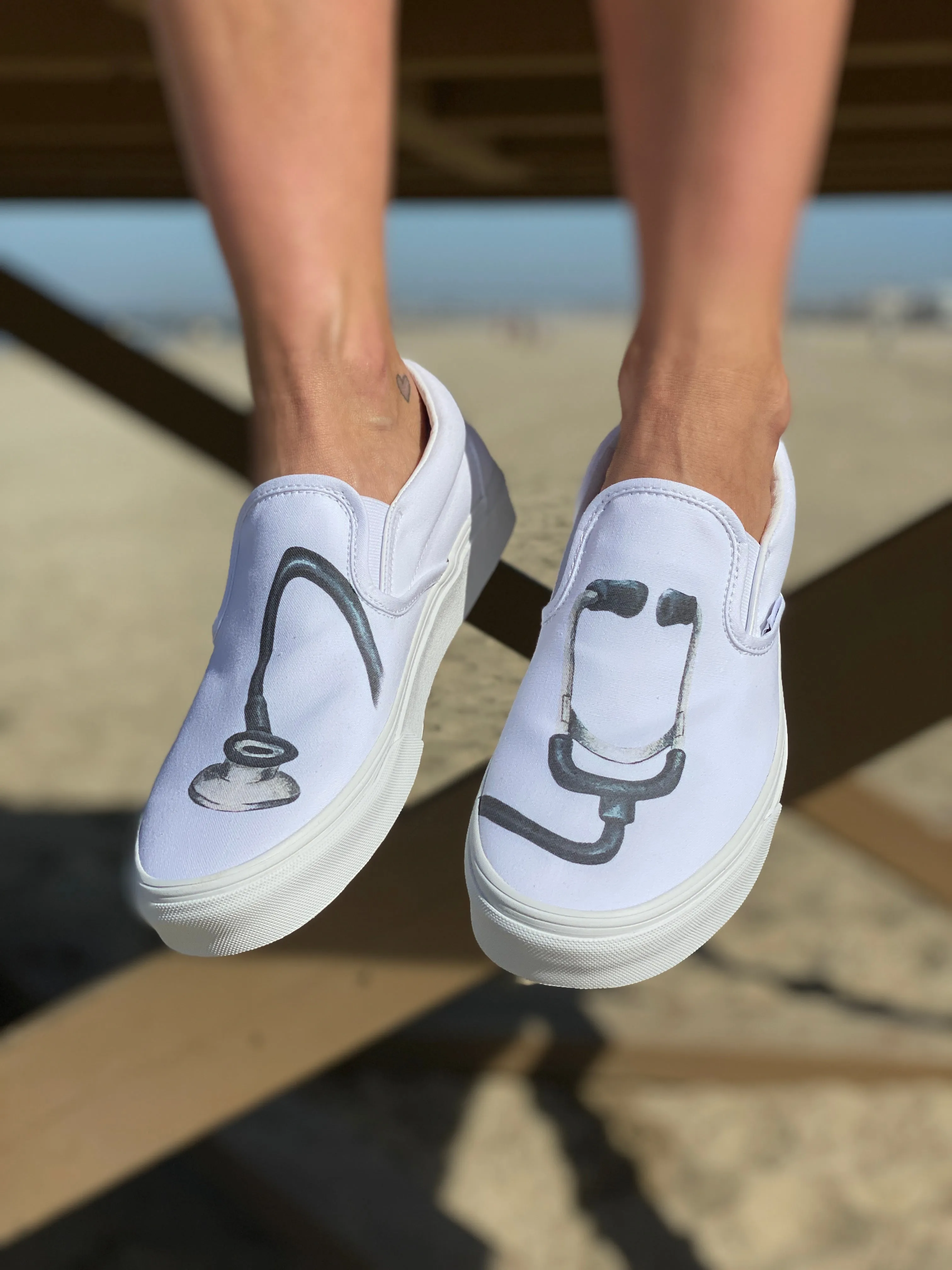 Stethoscope Slip Ons - Doctor Nurse Health Care Shoes