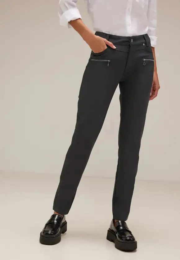 Street One Technostretch trousers with zip detail black