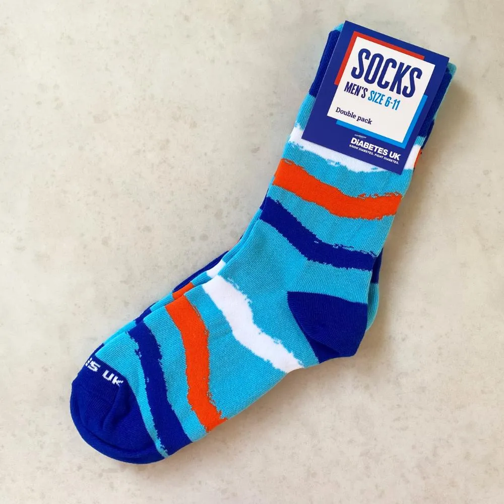 Stripes Diabetes UK Socks Twin Pack