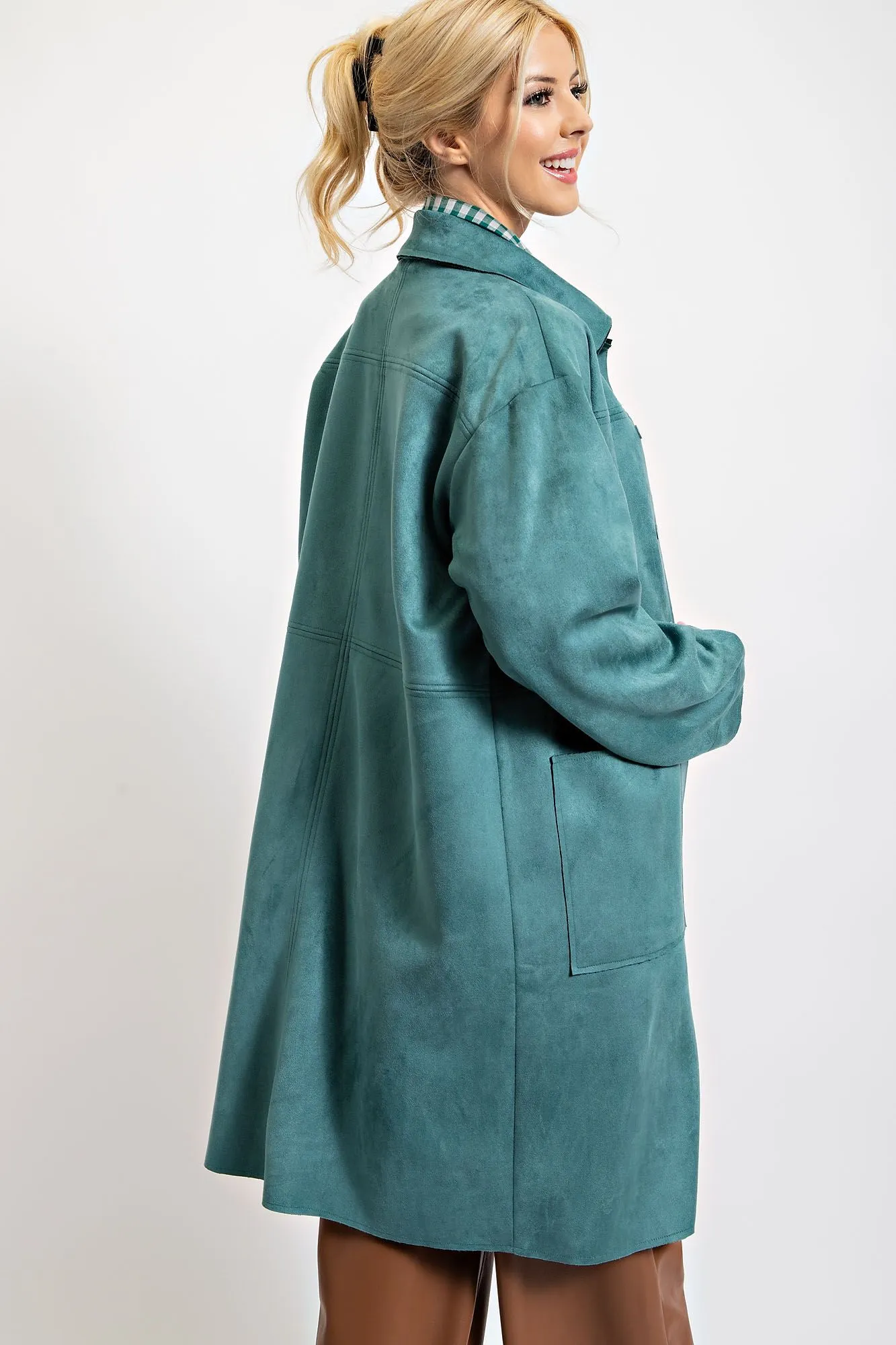 Teal Faux leather coat