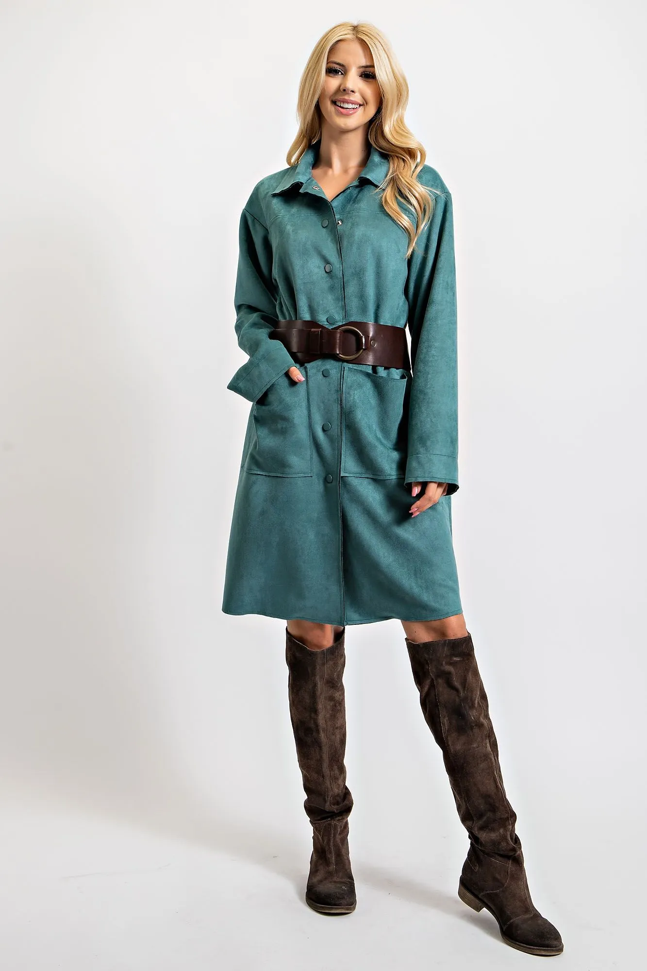 Teal Faux leather coat